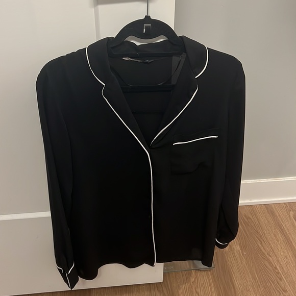 Zara semi-sheer black blouse size M - Picture 2 of 4